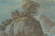 J. BRAND (1722-1795), Nella luce blu, Aq. Paesaggio classicismo 1750-1799 Aqu