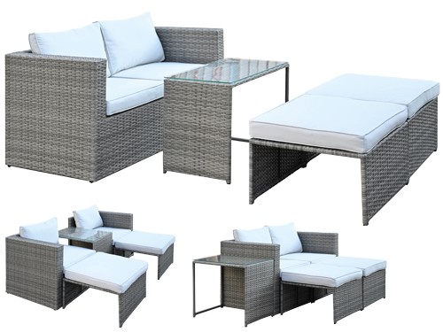 Set rattan combo - combo, grigio