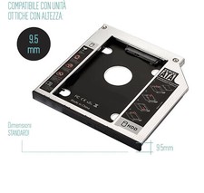 HD Caddy 2nd Adattatore DVD Secondo Hard Disk SATA 3 HDD SSD 9,5 mm UNIVERSALE