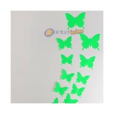SET 12 FARFALLE ADESIVE VERDI IN PVC EFFETTO 3D DA MURO PARETE DECORAZIONE CASA