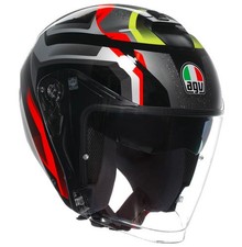 CASCO HELMET MOTO JET AGV IRIDES ZURIGO BLACK RED YELLOW FLUO ROSSO GIALLO TG M