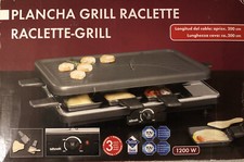 Raclette Barbecue Grill 1200W Piastra Elettrica Ghisa Antiaderente Da Tavolo