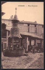 CPA Anduze, Place Couverte 