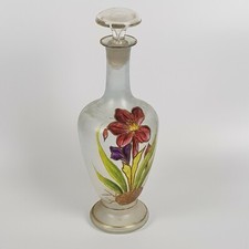 BOTTIGLIA VINTAGE IN VETRO DIPINTA A MANO FIORI COLLEZIONE IDEA REGALO HOME RARA