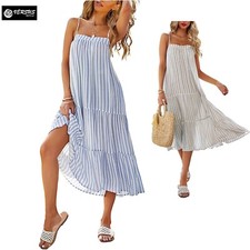 Vestito Midi Donna Estivo Copricostume a Balze Woman Boho Midi Dress 110491