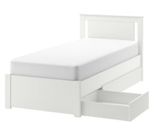 Struttura letto con 2 contenitori, bianco, singolo 90x200 cm, Songesand Ikea