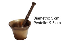 Mortaio con pestello in ottone miniatura vintage per decorazione da collezione