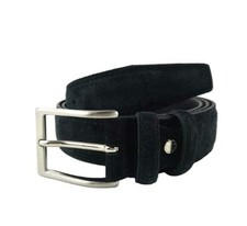 Cintura in pelle uomo donna scamosciata classica nero artigianale made in italy