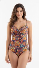 Intero Costume Mare Donna Curvy con Fiocco Coppe Imbottite Rimovibili e Ferretto