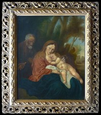 FUGA IN EGITTO dipinto olio su tela prima metà del '900 Gesù bibbia vangelo