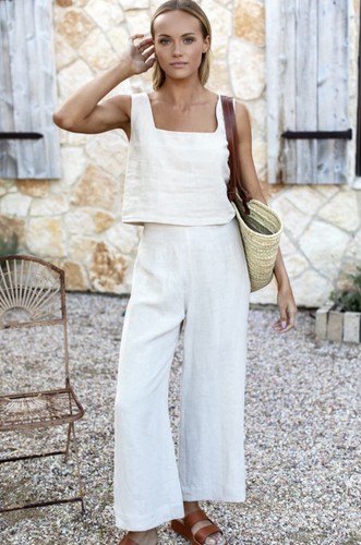 Set top pantaloni lino - set, in