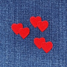 Confezione 3 Patch Applique Doppio Cuore - Mini Cuore Rosso Ricamato Love Badge 1"