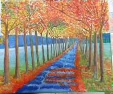 Quadro Colori Paesaggio  Autunnale Olio Su Tela  25x30 Cm