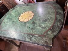 Tavolo Pranzo in Legno Dipinto Finto Marmo con Gambe Luigi XVI