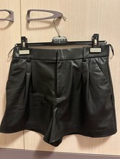 pantaloncino in pelle nero di