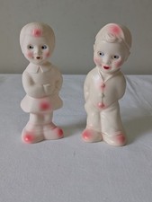 LOTTO 2 PUPAZZI IN GOMMA COPPIA BAMBINO E BAMBINA LEDRAPLASTIC LEDRA VINTAGE