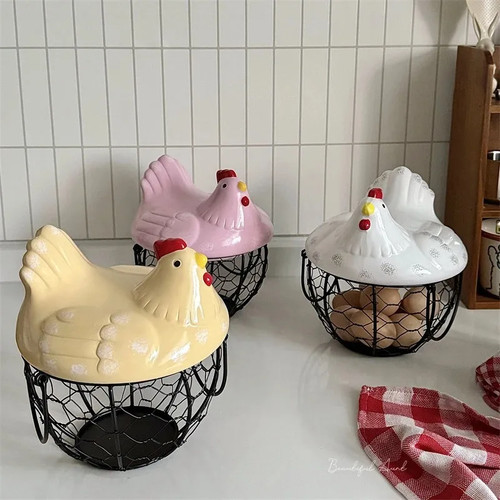 Cesto uova pollo - pollo, ceramica