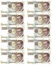 2000 LIRE LOTTO 10 BANCONOTE CONSECUTIVE G. MARCONI LETTERA A 24/10/1990 qFDS