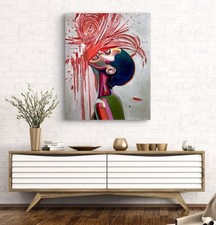 Quadro acrilico originale quadro XXL donna arte astratta ritratto moderno DIPINTO A MANO