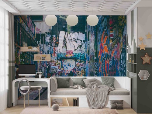 Graffiti teschio linea - 3d,