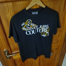VERSACE JEANS COUTURE T-shirt uomo logo barocco cotone girocollo nero taglia M
