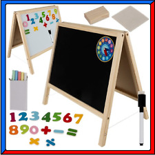 Lavagna Magnetica per Bambini in Legno Bifacciale con Gessetti Pennarello Numeri