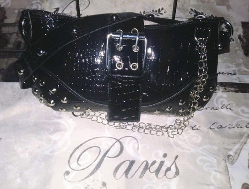 Borsa rock goth croc - rock, goffrata