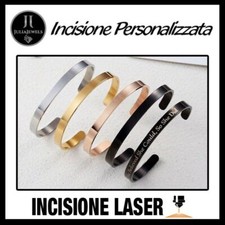 Bracciale Uomo Donna Rigido Personalizzato In Acciaio Con Incisione Nome Frase