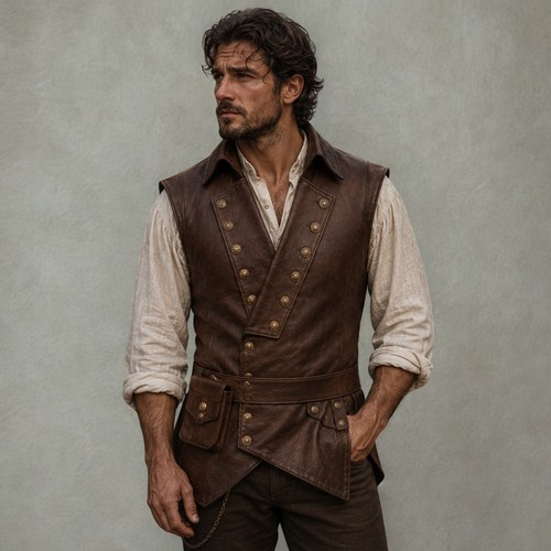 Gilet medievale pelle - gilet, in