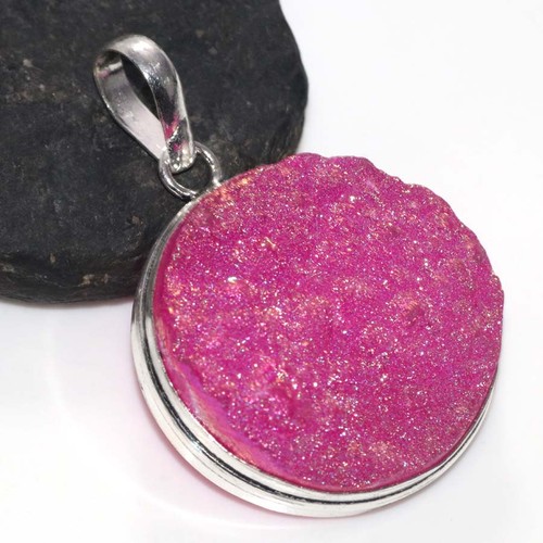 Ciondolo druzy titanio - , rosa