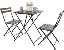 Set bistrot 2 sedie con tavolino pieghevole salvaspazio in legno di acacia