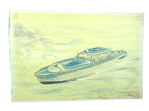 Vecchio disegno barca - disegno, motore