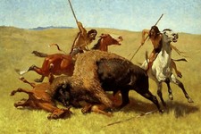 Stampa artistica The Buffalo Hunt di Frederic Remington Western Giclée + spedizione gratuita
