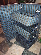 Antico baule con cassetti armadio da viaggio vintage pelle fantasia scozzese