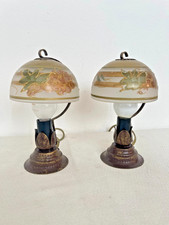 Coppia di lampade da comodino vintage in metallo e vetro degli anni '60