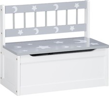 DecHome Cassapanca Moderna Portagiochi Leva Gas 60x30x50 cm Bianco Grigio