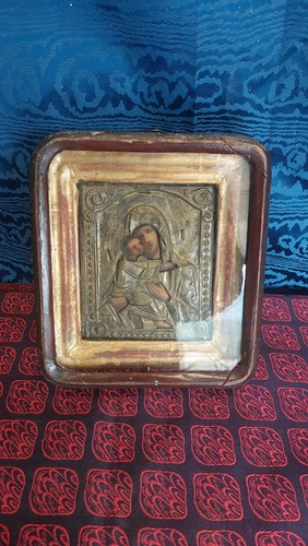Antica icona russa maria madre - antica,