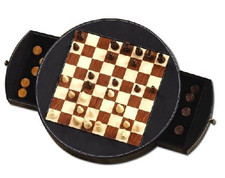 Scacchiera Magnetica da Viaggio Scacchi e Dama Diametro cm 30 Pelle Legno