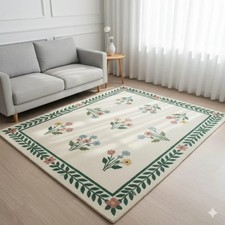 Tappeto floreale trapuntato a