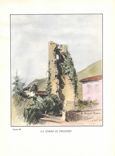 Stampa antica predore torre - antica,