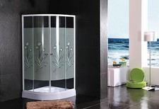 BOX DOCCIA CON PIATTO DOCCIA VETRO SERIGRAFATO CABINA 90X90X195 cm ARREDO BAGNO