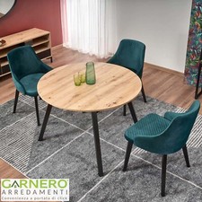 Tavolo rotondo allungabile moderno 102/142cm rovere nero MEDINA