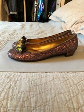 MIU MIU LUSSO BALLERINE GLITTER SHIMMER COPPER JEWELS ORIGINAL 39 EUR 9 US 6 UK