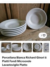Porcellana Bianca Richard Ginori 6 Piatti Fondi Nuovi Lavastoviglie Microonde
