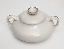 Zuccheriera a nastro FRANCESCAN Masterpiece avorio e PLATINO con coperchio 5,25” ECCELLENTE!!