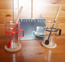 Set 2 bicchieri Bodum Bistro Duo vetro borosilicato cucchiaini sughero design
