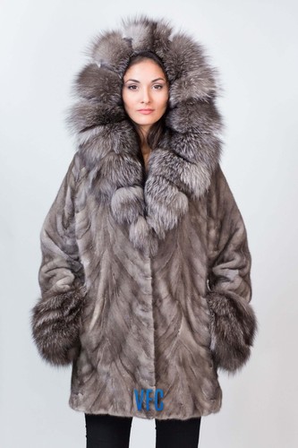 Cappotto visone argento - , con