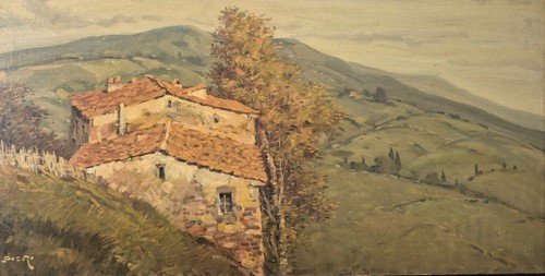 Dipinto olio tela - su, campagna
