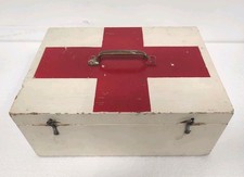 ? Mobiletto cassetta medicine medico Armadietto pronto soccorso vintage Legno 