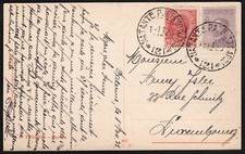 DB 176-1/11/1923-Cartolina ill. spedita dal Natante Palermo-Napoli x Lussemburgo